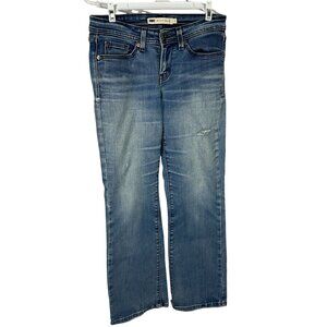 Levis Womens 529 Curvy Bootcut Jeans W27 L30 Medium Wash Distressed Denim